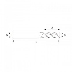 Frez węglikowy 2-Piór fi 2 48HRC - 
